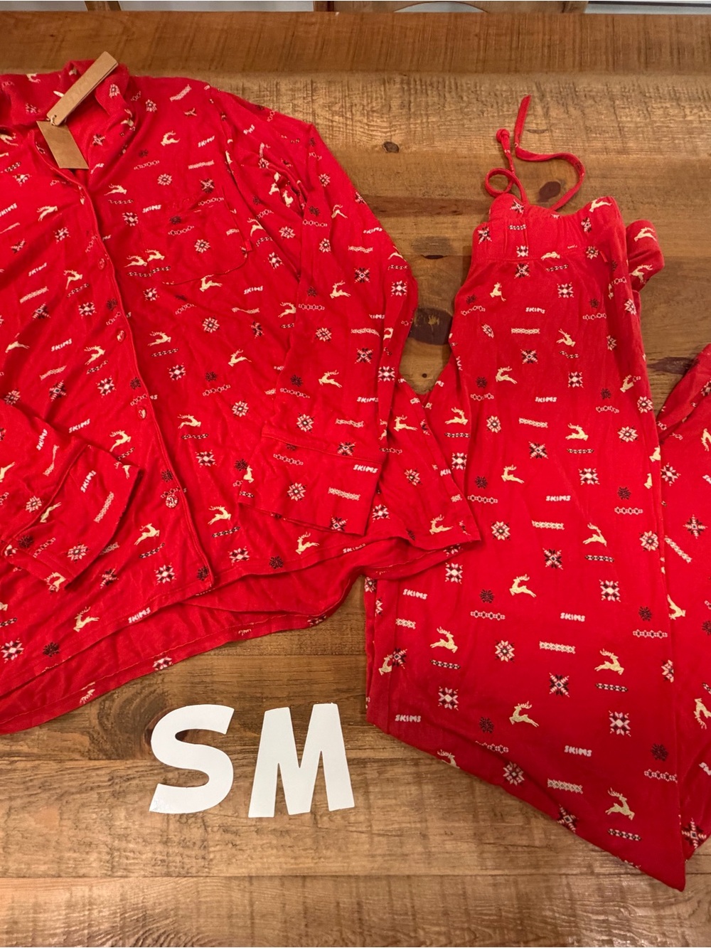 SKIMS Cranberry Vintage Deer Print PJ Set